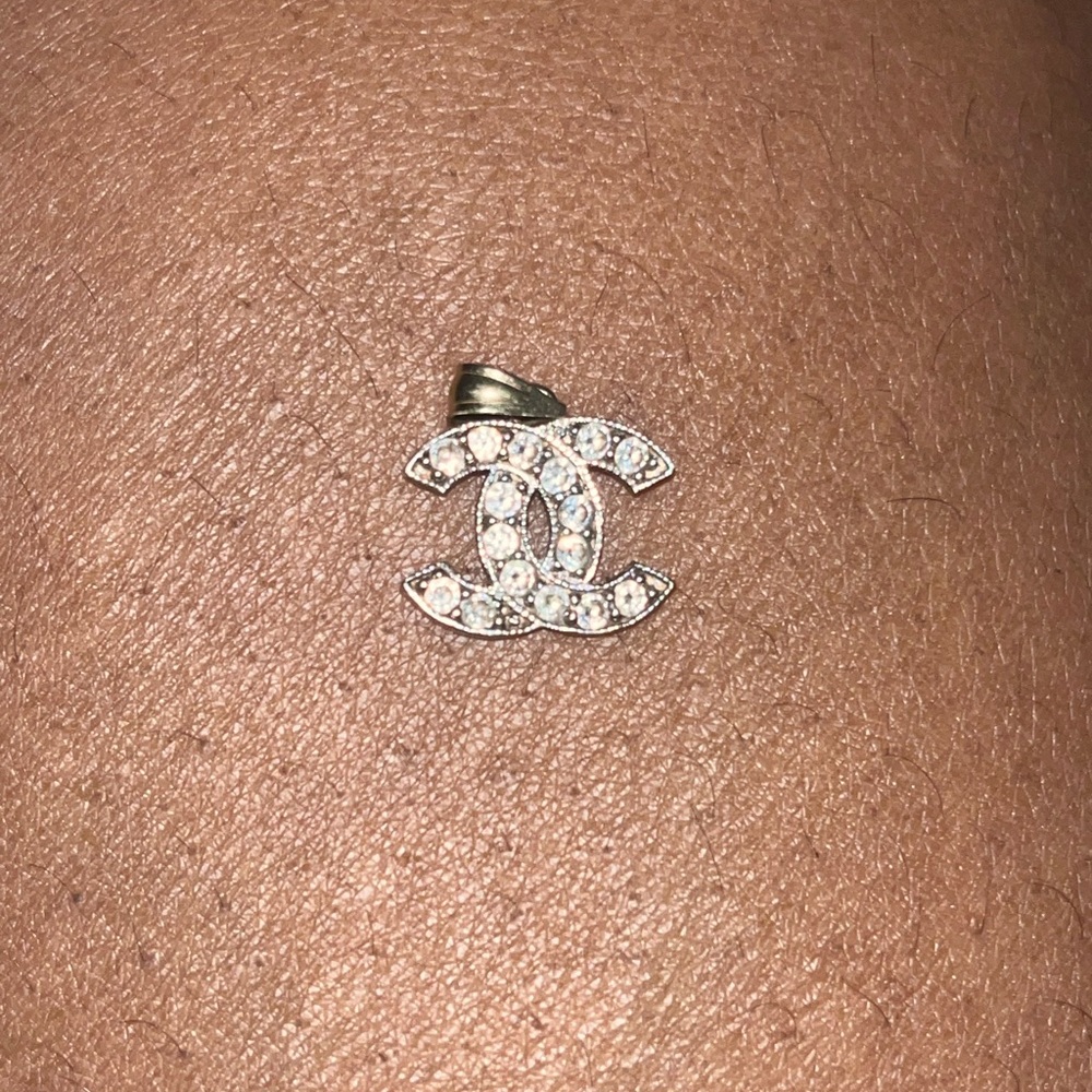 Cc  pave crystal 10k gold pendant